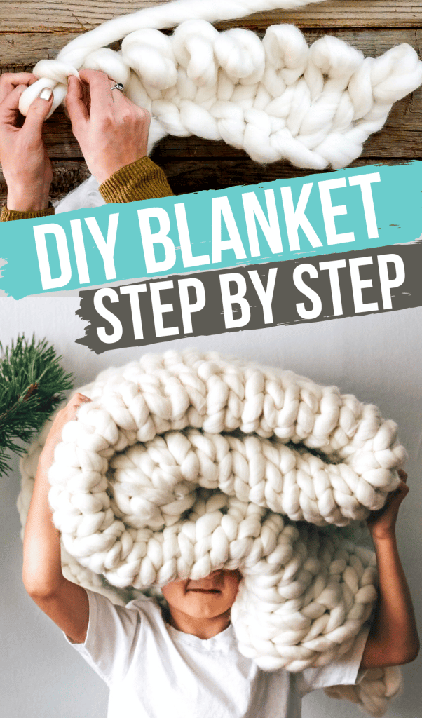 Easy Giant Knit Blanket Tutorial  Loop Yarn Blanket - A Crafty Concept