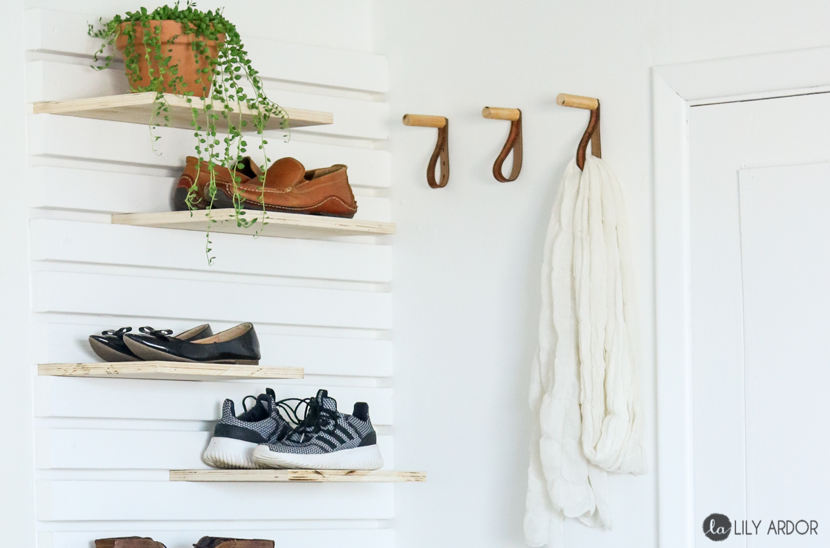 Entryway Bench Tutorial with a DIY Shoe Rack