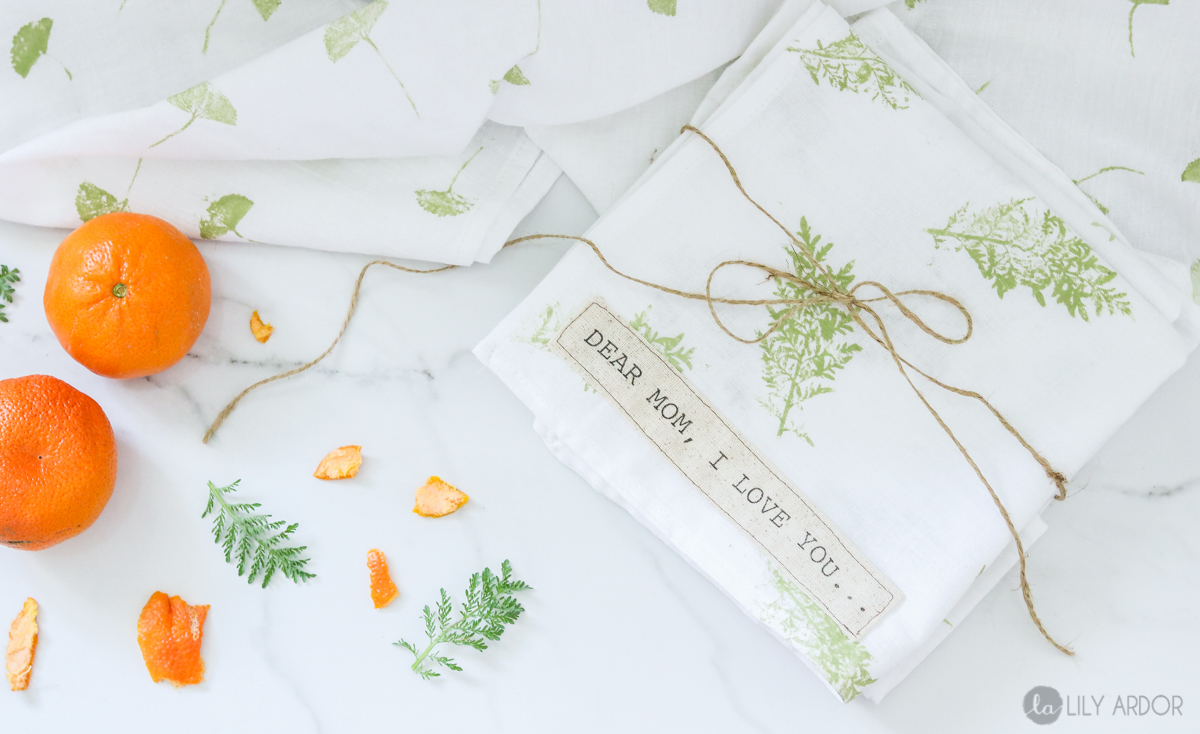 Mother’s Day Gift – DIY Hand towels- Leaf Printing+ Plus Printing on fabric