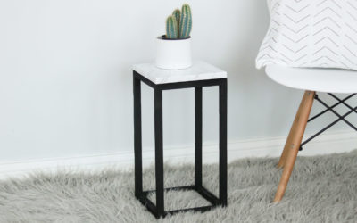 DIY Plant Stand + EASY Faux Marble effect!