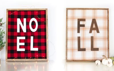 Double Sided Fall and Christmas Plaid Sign