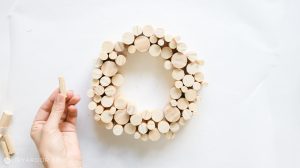 top view wood wreath for the candle holder