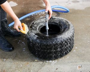 washing a tire