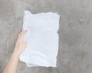 folded plastic bag
