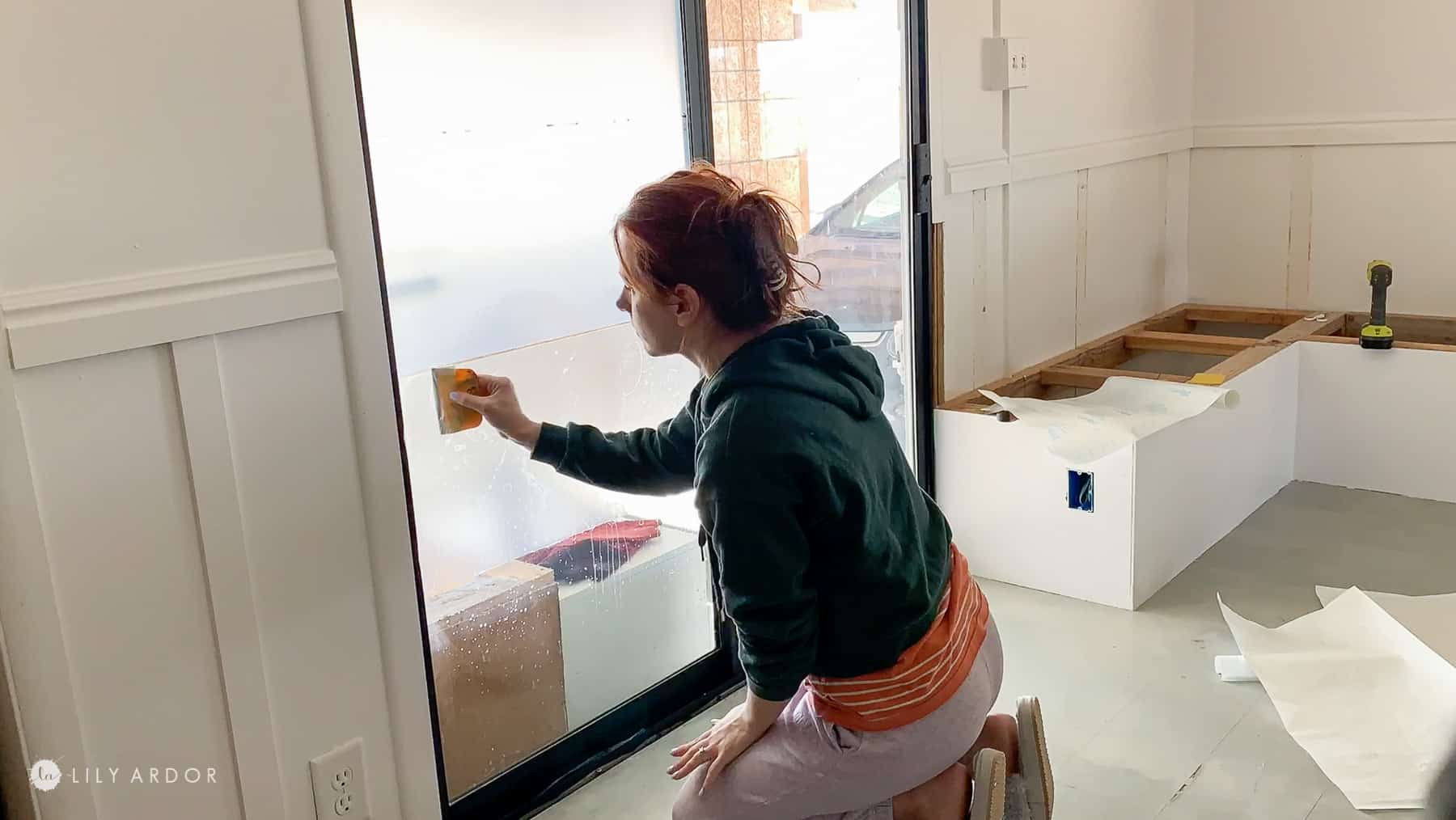 DIY frosted glass doors 
