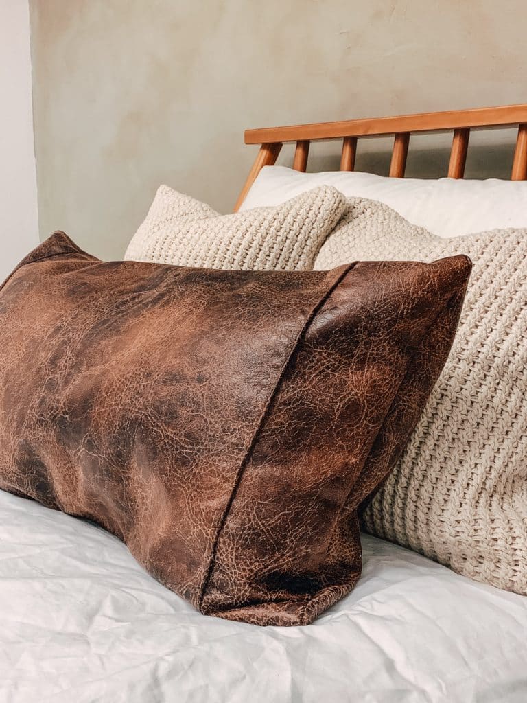 Light Brown Faux Leather Lumbar Pillow Covers - Soft And