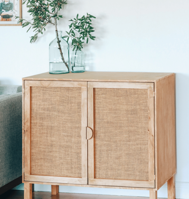 DIY RATTAN CABINET HACK WITH BURLAP